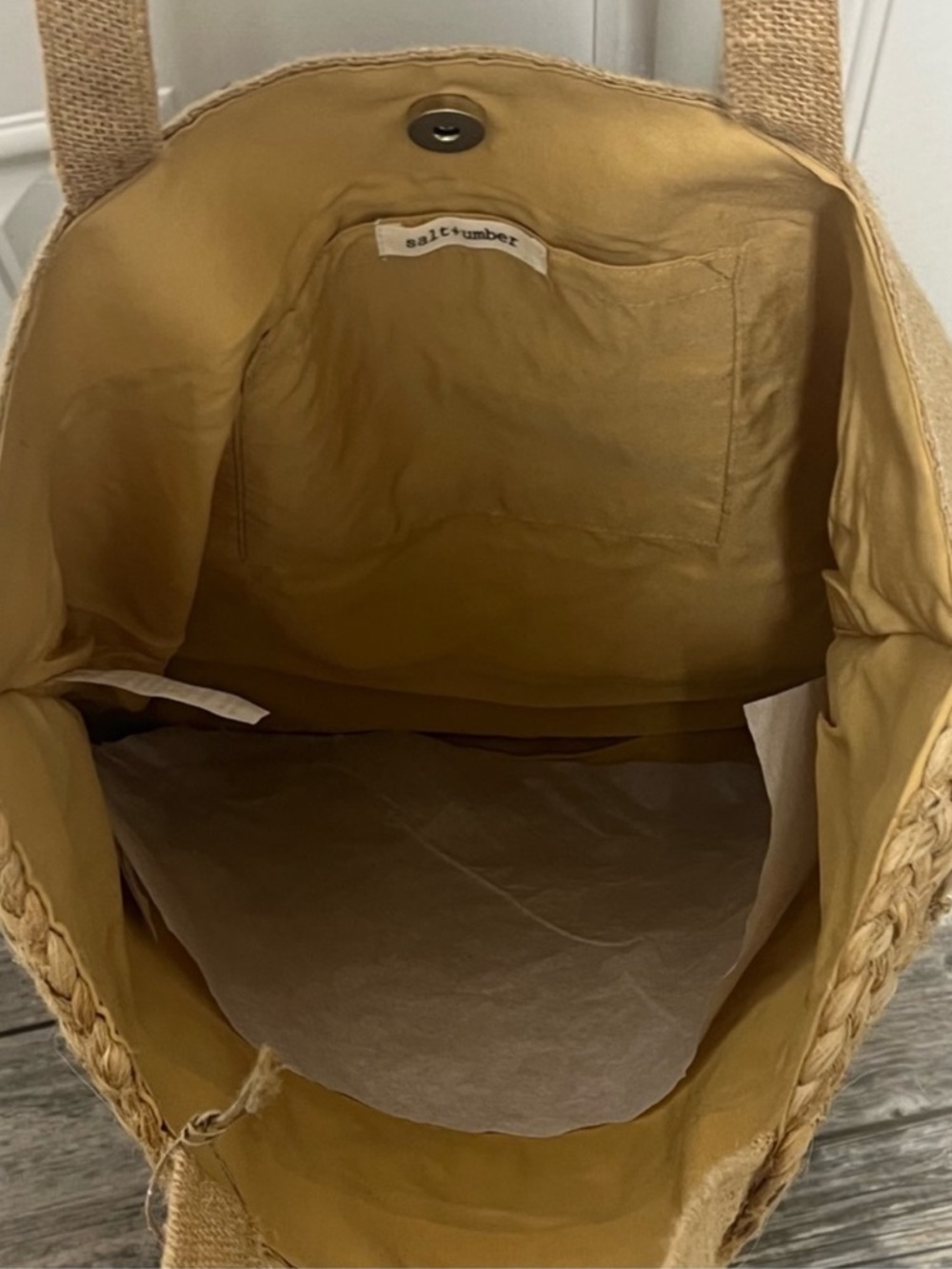 NWT- Salt + Umber Jute Seashell  Woven Tote - Picture 11 of 16